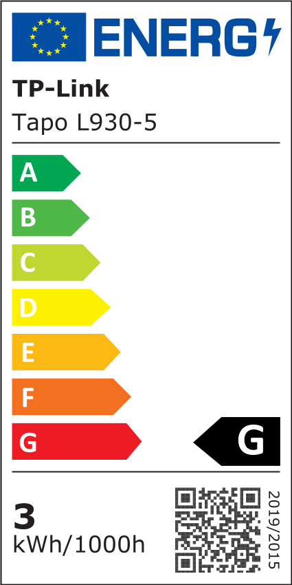 Energiacímke – TP-LINK LED-SZALAG TAPO L930-5 Tapo L930-5 Smart Multicolor, G osztály