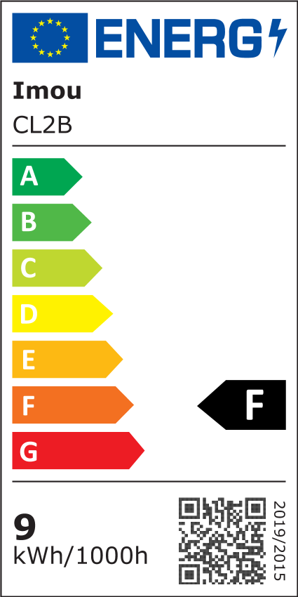 Energiacímke – IMOU CL2B /E27/RGB okos izzó, F osztály