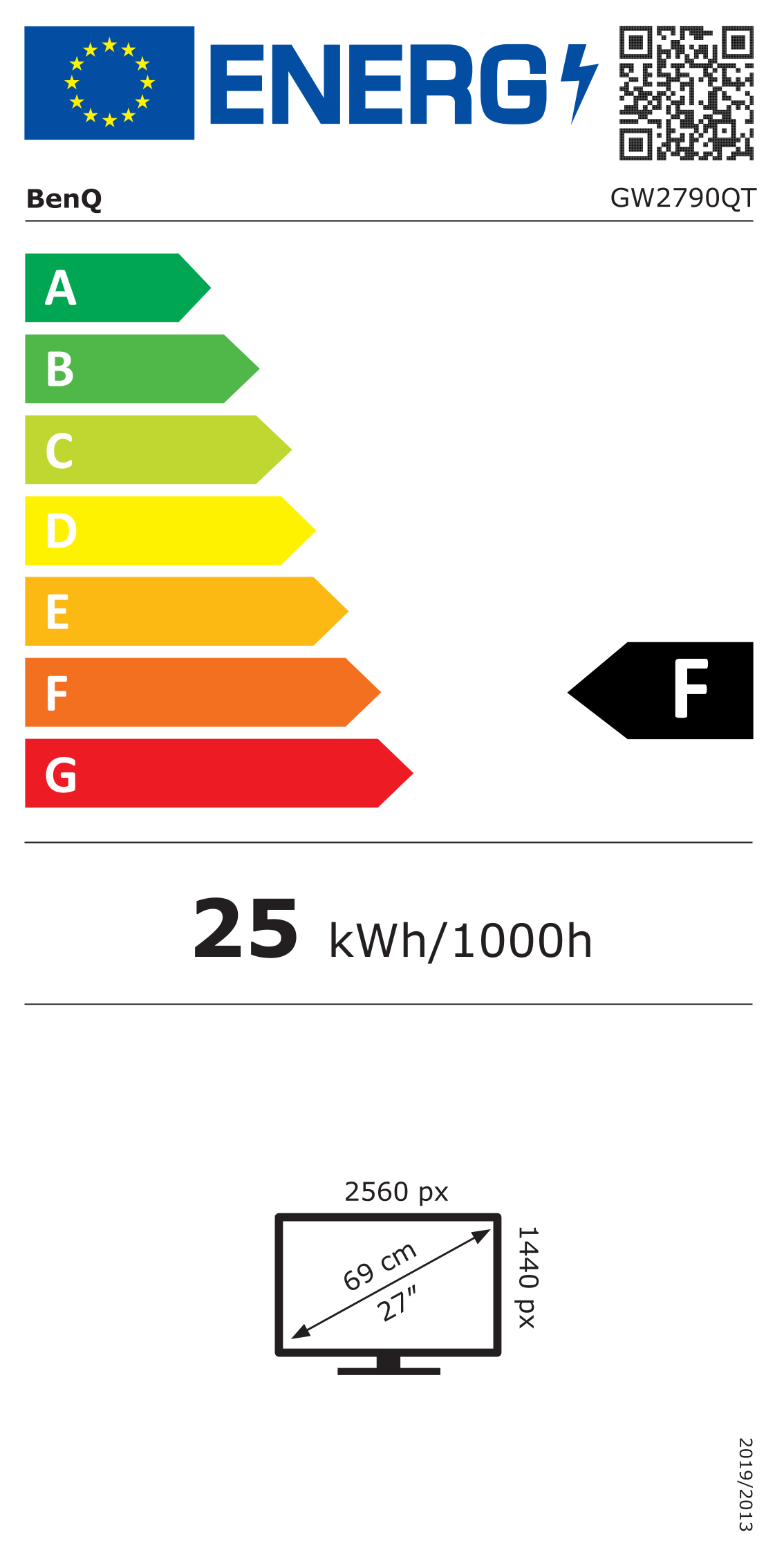 Energiacímke – BENQ 27" GW2790QT IPS 16:9 5ms monitor, F osztály