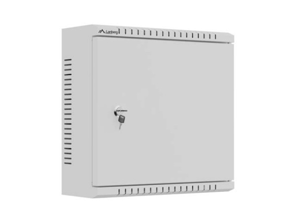 Lanberg WAT1-3414-00S 10" 2U SZÉL:340mm MÉLY:140mm MAG:340mm fémajtós szürke fali rack szekrény