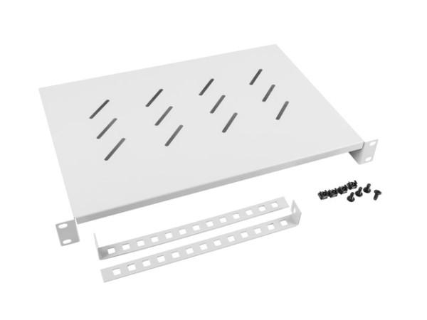 Lanberg AK-1004-S 19" 1U MÉLY:300mm MAX:25kg 4 ponton rögzíthető fix szürke rack polc