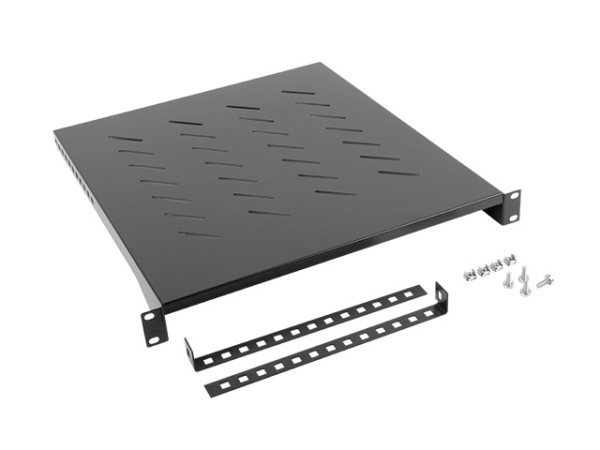 Lanberg AK-1005-B 19" 1U MÉLY:500mm MAX:25kg 4 ponton rögzíthető fix fekete rack polc