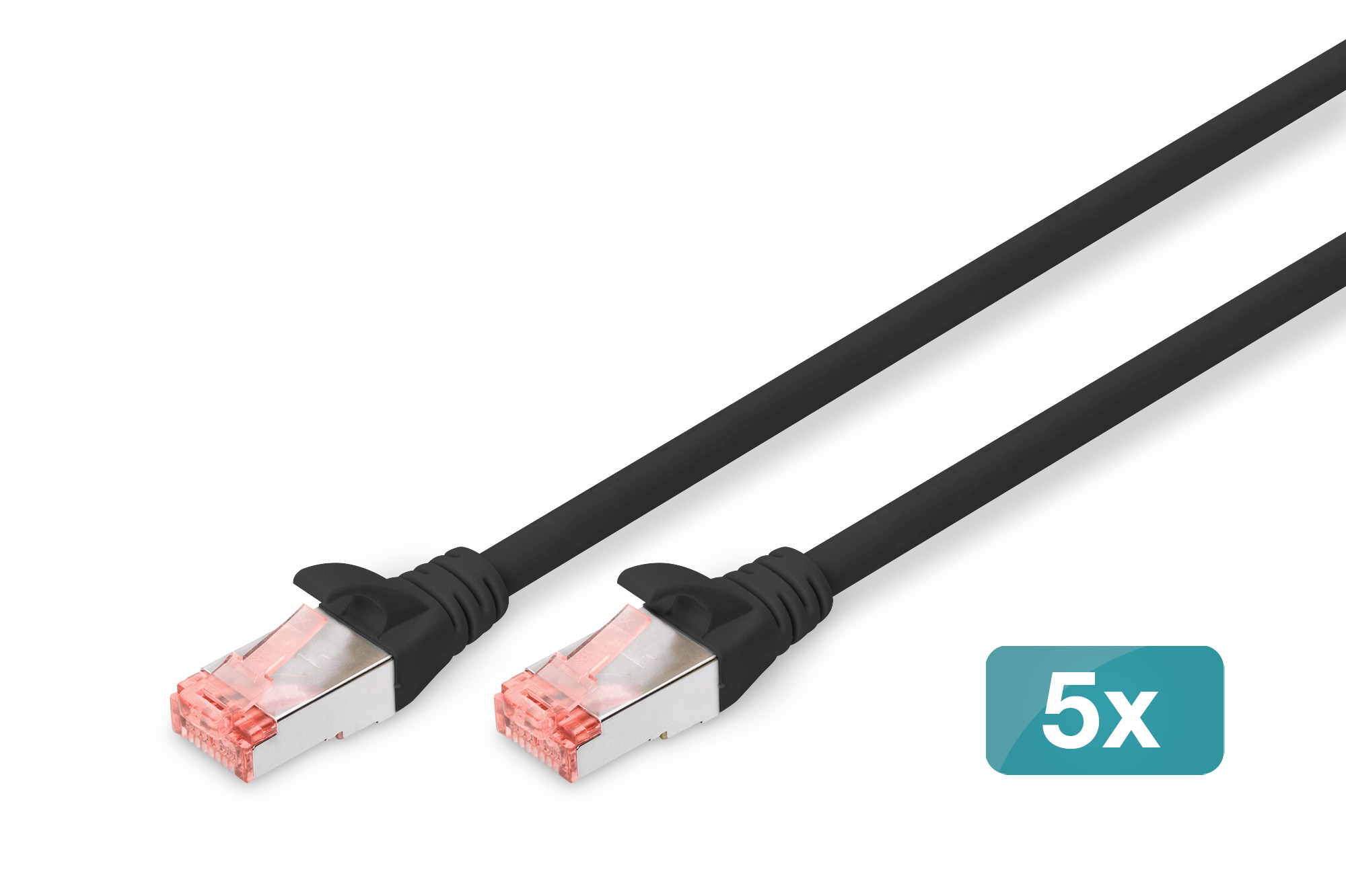 DIGITUS DK-1644-100-BL-5 Cat.6 S/FTP LSZH 10m fekete patch kábel (5db/csomag)