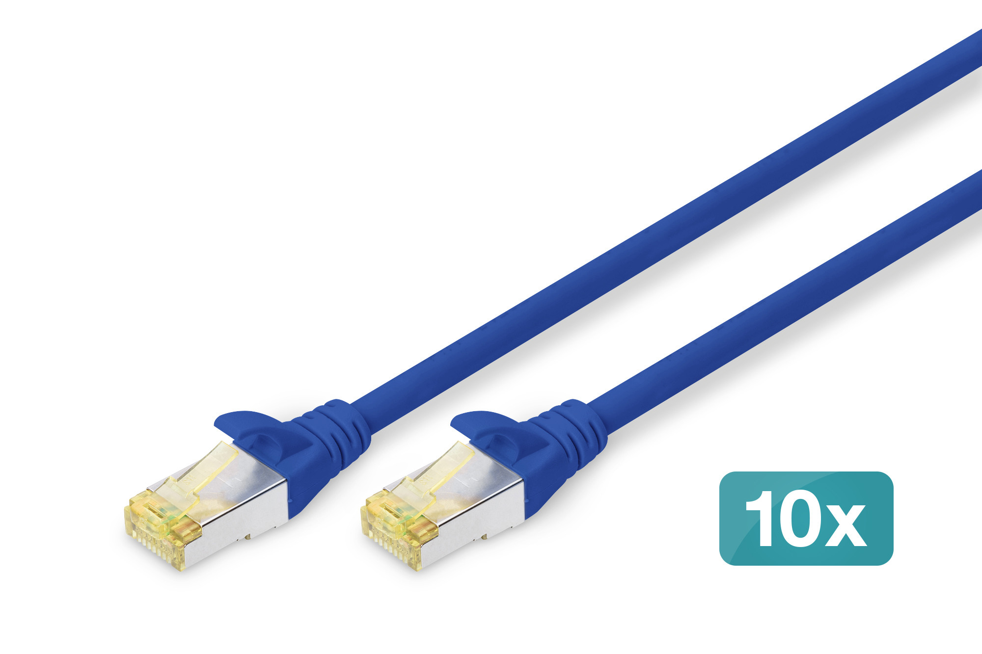 DIGITUS DK-1644-A-0025-B-10 Cat.6A S/FTP LSZH 0,25m kék patch kábel (10db/csomag)