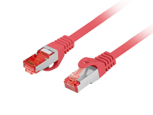 Lanberg PCF6-10CU-0100-R Cat.6 S/FTP LSZH CU AWG26 árnyékolt piros patch kábel 1m