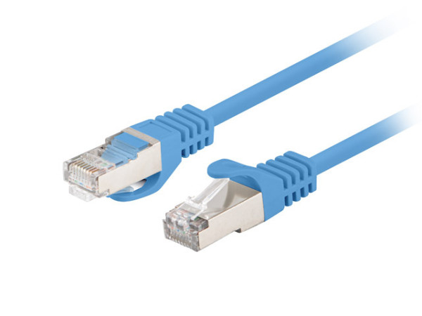 Lanberg PCF6-20CC-0050-B Cat.6 F/UTP PVC CCA AWG26 árnyékolt kék patch kábel 0,5m 10db/csomag