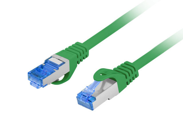 Lanberg PCF6A-10CC-0025-G Cat.6A S/FTP LSZH CCA AWG26 árnyékolt zöld patch kábel 0,25m