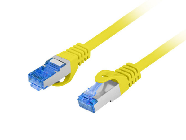 Lanberg PCF6A-10CC-0025-Y Cat.6A S/FTP LSZH CCA AWG26 árnyékolt sárga patch kábel 0,25m