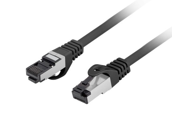 Lanberg PCF8-10CU-0050-BK Cat.8.1 S/FTP LSZH CU AWG26 árnyékolt fekete patch kábel 0,5m