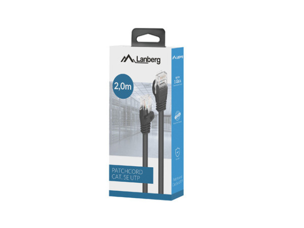Lanberg PCU5-15CC-0200-BK Cat.5e UTP PVC CCA AWG26 árnyékoltlan fekete patch kábel 2m