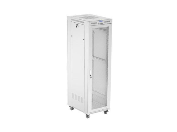 Lanberg FF01-6842-23SL 19" 42U SZÉL:600mm MÉLY:800mm MAG:2121mm lapraszerelt LCD hálós fémajtós szürke álló rack szekrény
