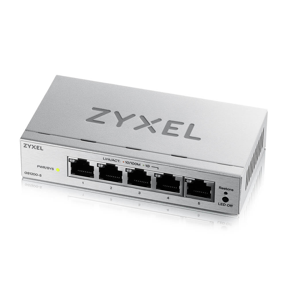 Zyxel GS1200-5V3-EU0101F 5xGbE LAN port web menedzselhető asztali Switch