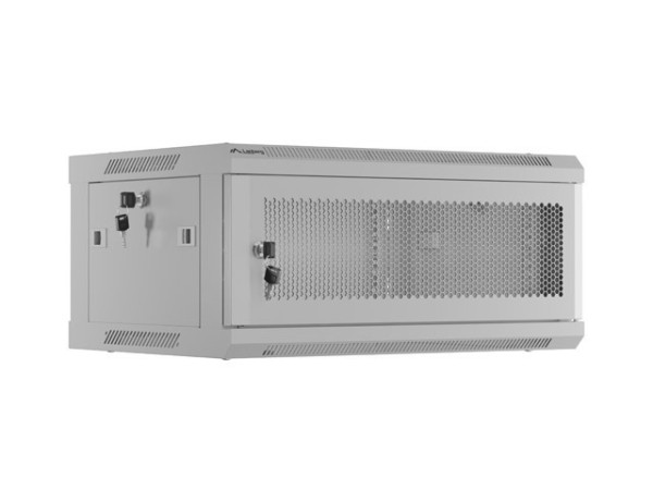 Lanberg WF01-6404-23S 19" 4U SZÉL:600mm MÉLY:450mm MAG:290mm lapraszerelt hálós fémajtós szürke fali rack szekrény
