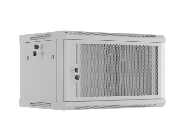 Lanberg WF01-6406-23S 19" 6U SZÉL:600mm MÉLY:450mm MAG:379mm lapraszerelt hálós fémajtós szürke fali rack szekrény