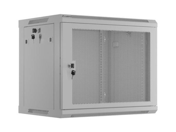 Lanberg WF01-6409-23S 19" 9U SZÉL:600mm MÉLY:450mm MAG:512mm lapraszerelt hálós fémajtós szürke fali rack szekrény