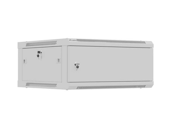 Lanberg WF01-6604-00S 19" 4U SZÉL:600mm MÉLY:600mm MAG:290mm lapraszerelt fémajtós szürke fali rack szekrény