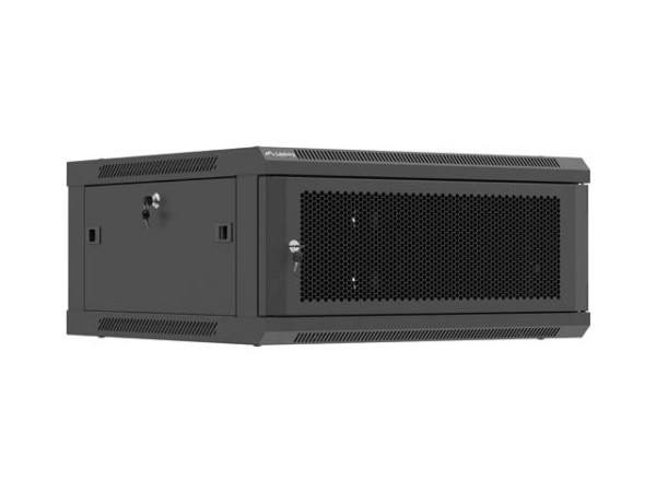 Lanberg WF01-6604-23B 19" 4U SZÉL:600mm MÉLY:600mm MAG:290mm lapraszerelt hálós fémajtós fekete fali rack szekrény