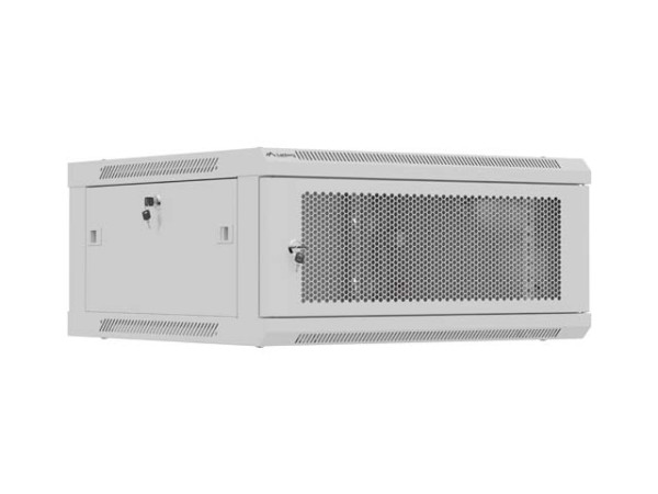 Lanberg WF01-6604-23S 19" 4U SZÉL:600mm MÉLY:600mm MAG:290mm lapraszerelt hálós fémajtós szürke fali rack szekrény