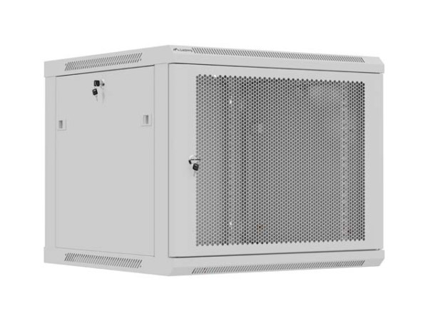 Lanberg WF01-6609-23S 19" 9U SZÉL:600mm MÉLY:600mm MAG:512mm lapraszerelt hálós fémajtós szürke fali rack szekrény