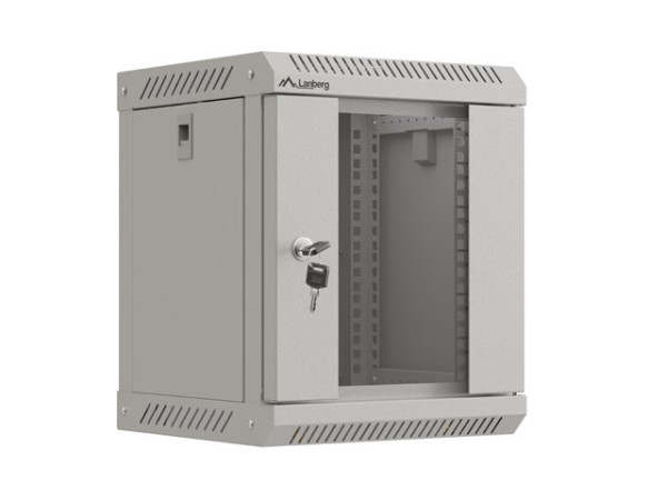 Lanberg WF11-3306-10S 10" 6U SZÉL:300mm MÉLY:300mm MAG:370mm lapraszerelt üvegajtós szürke fali rack szekrény