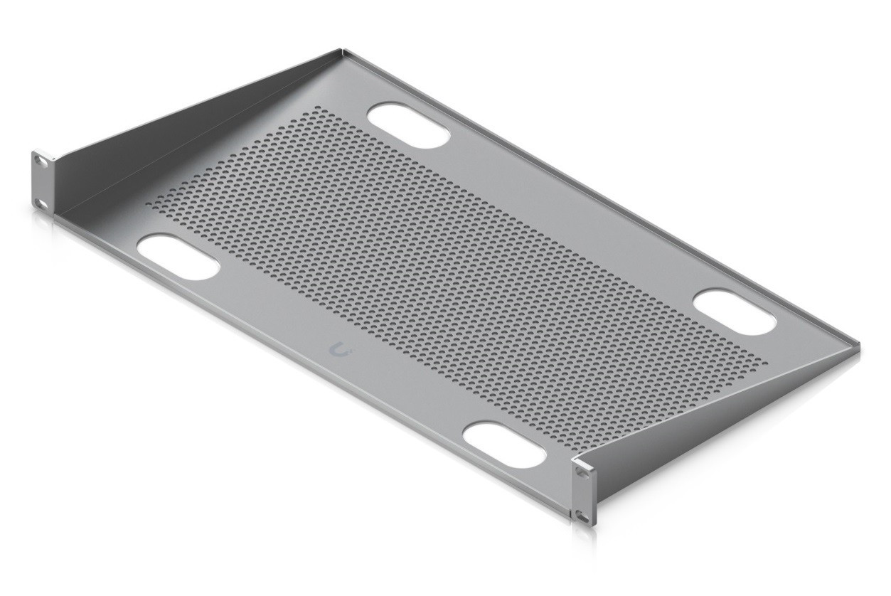 Ubiquiti UACC-RACK-SHELF-CLV 19" 1U 250mm mély MAX:20kg perforált ezüst rack polc