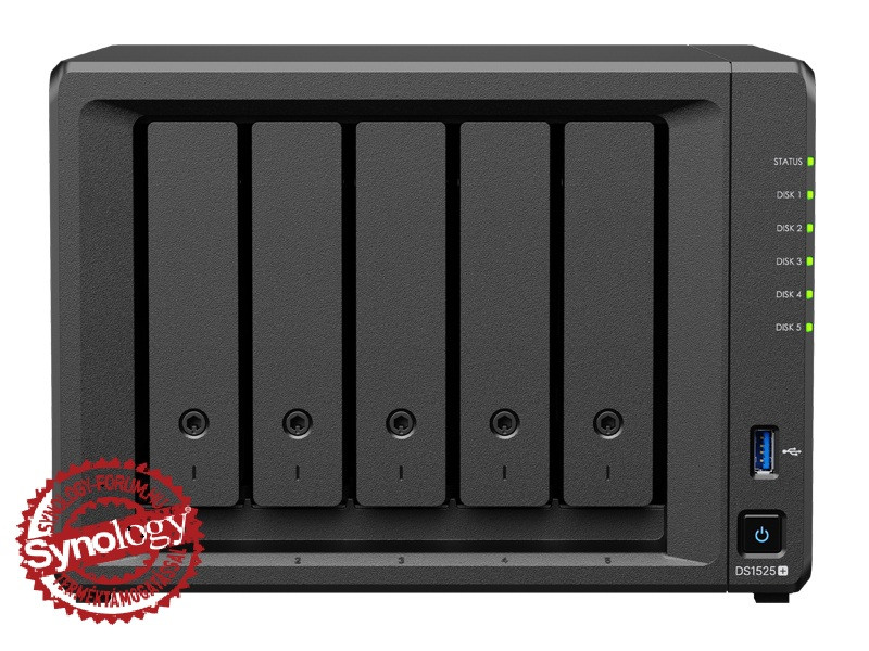 Synology DiskStation DS1525+ (8GB) 5x SSD/HDD lemezes NAS + regisztrációs kártya