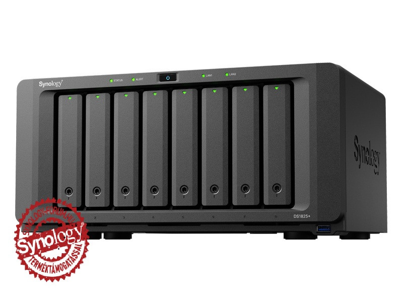 Synology DiskStation DS1825+ (4GB) 8x SSD/HDD lemezes NAS + regisztrációs kártya