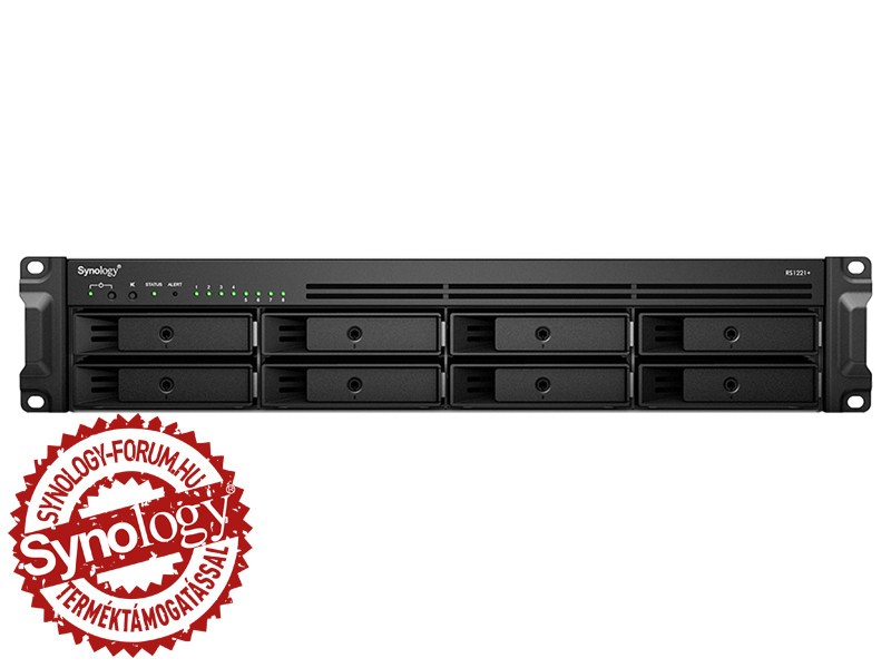 Synology RackStation RS1221+ (4GB) 8x SSD/HDD lemezes 2U rackbe szerelhető NAS + regisztrációs kártya