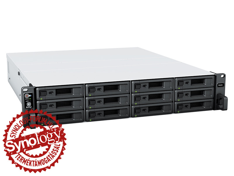 Synology RackStation RS2423+ (8GB) 12x SSD/HDD lemezes 2U rackbe szerelhető NAS + regisztrációs kártya