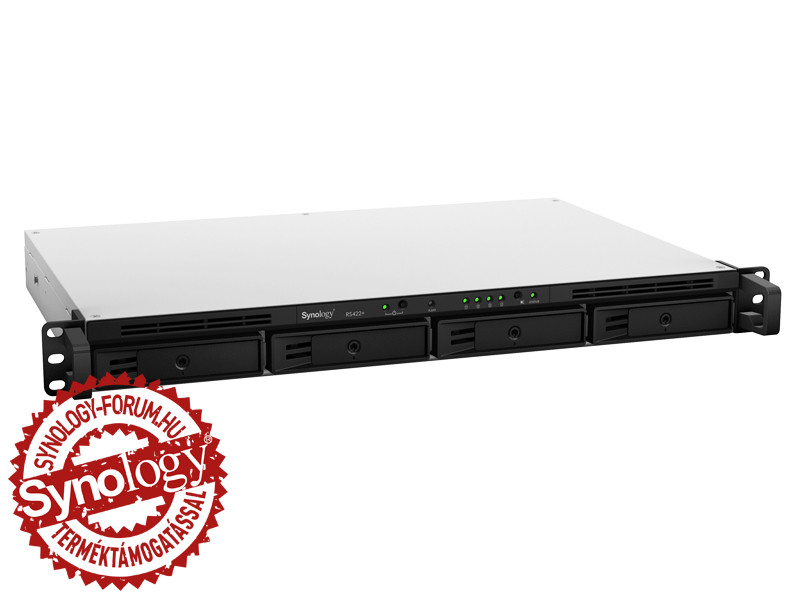 Synology RackStation RS422+ (2GB) 4x SSD/HDD lemezes 1U rackbe szerelhető NAS + regisztrációs kártya