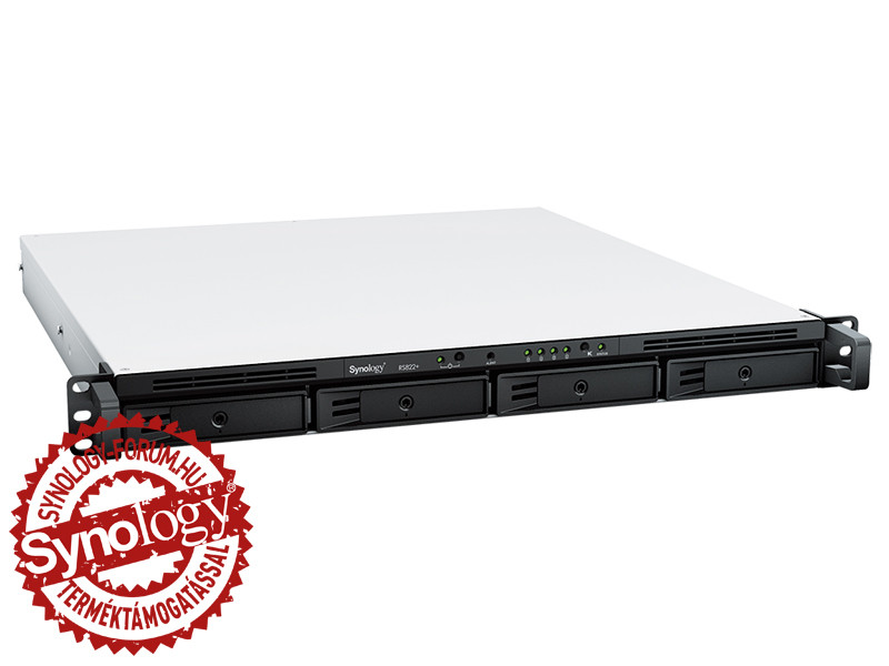 Synology RackStation RS826+ (4GB) 4x SSD/HDD lemezes 1U rackbe szerelhető NAS + regisztrációs kártya