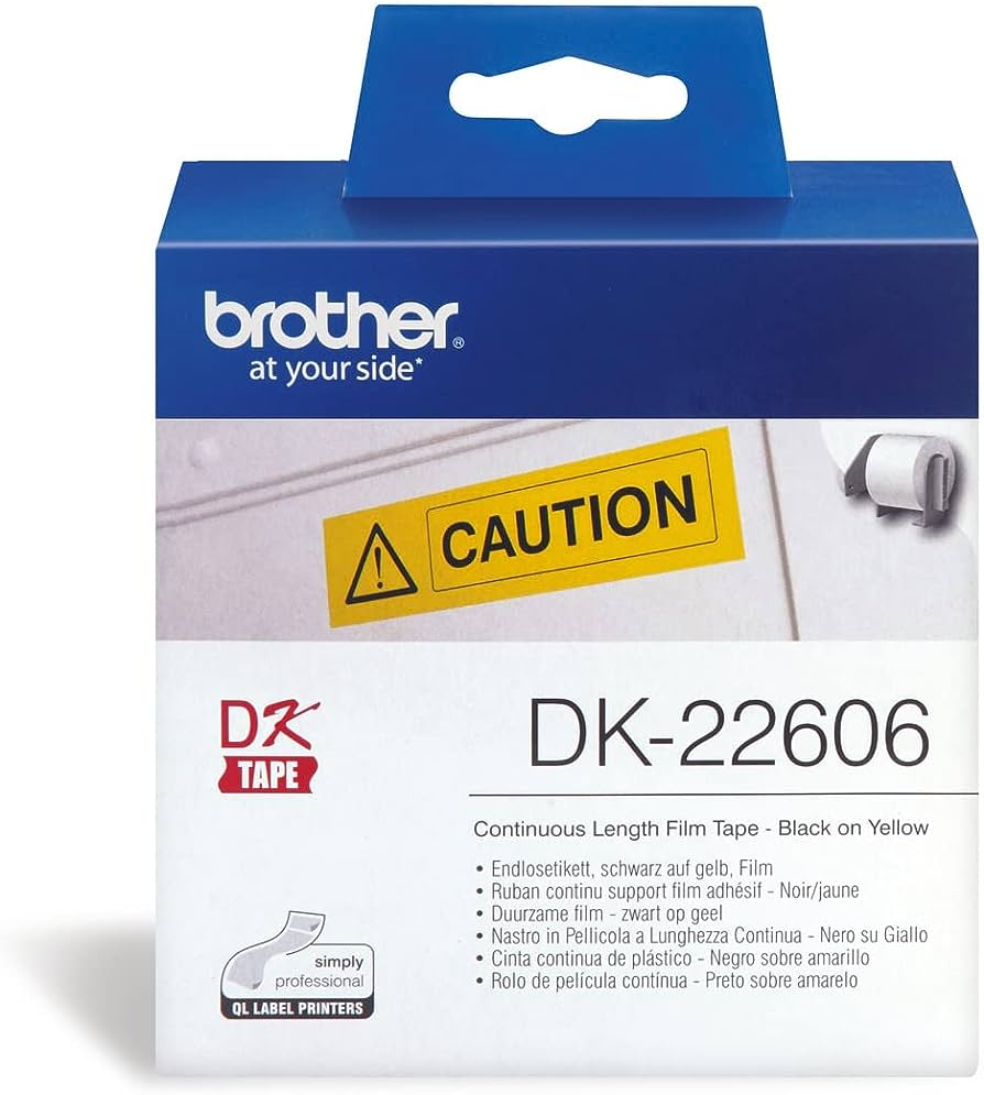 Brother DK-22606 62 mm x 15,24 m öntapadós sárga filmszalag tekercsben