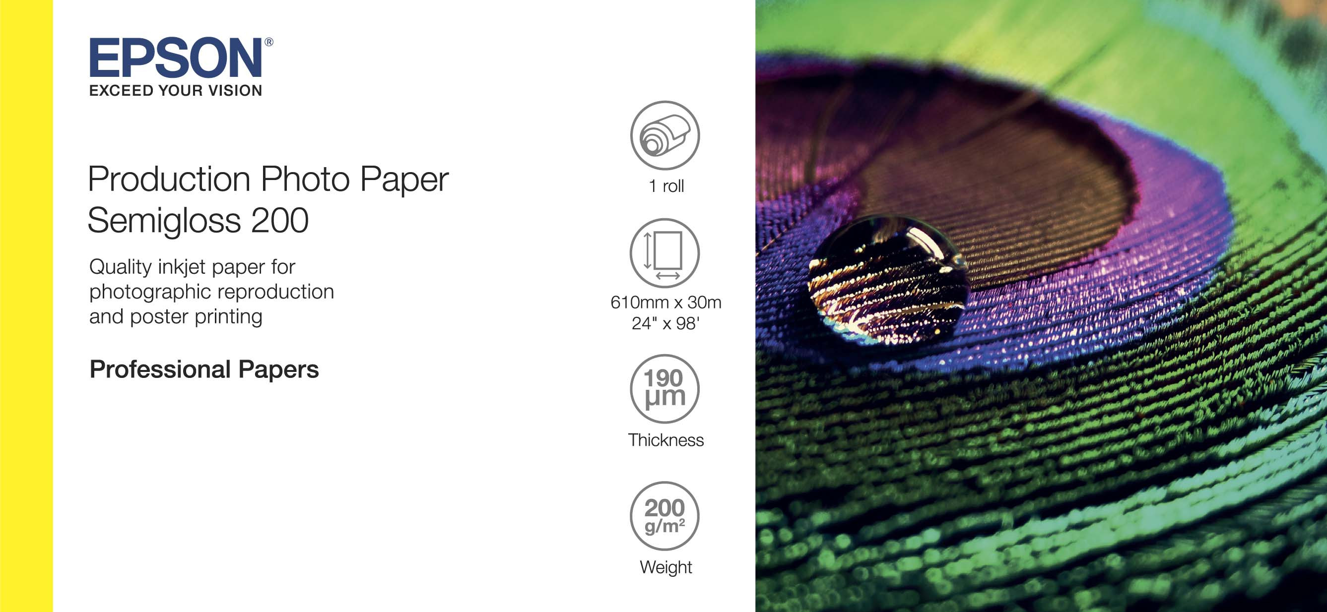 Epson félfényes fotópapír 24"x30m 200g