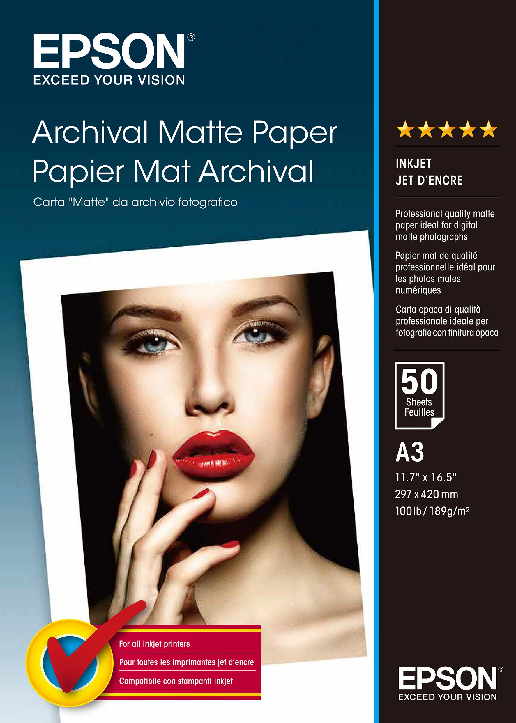 Epson matt archiváló fotópapír (A3, 50 lap 192g)