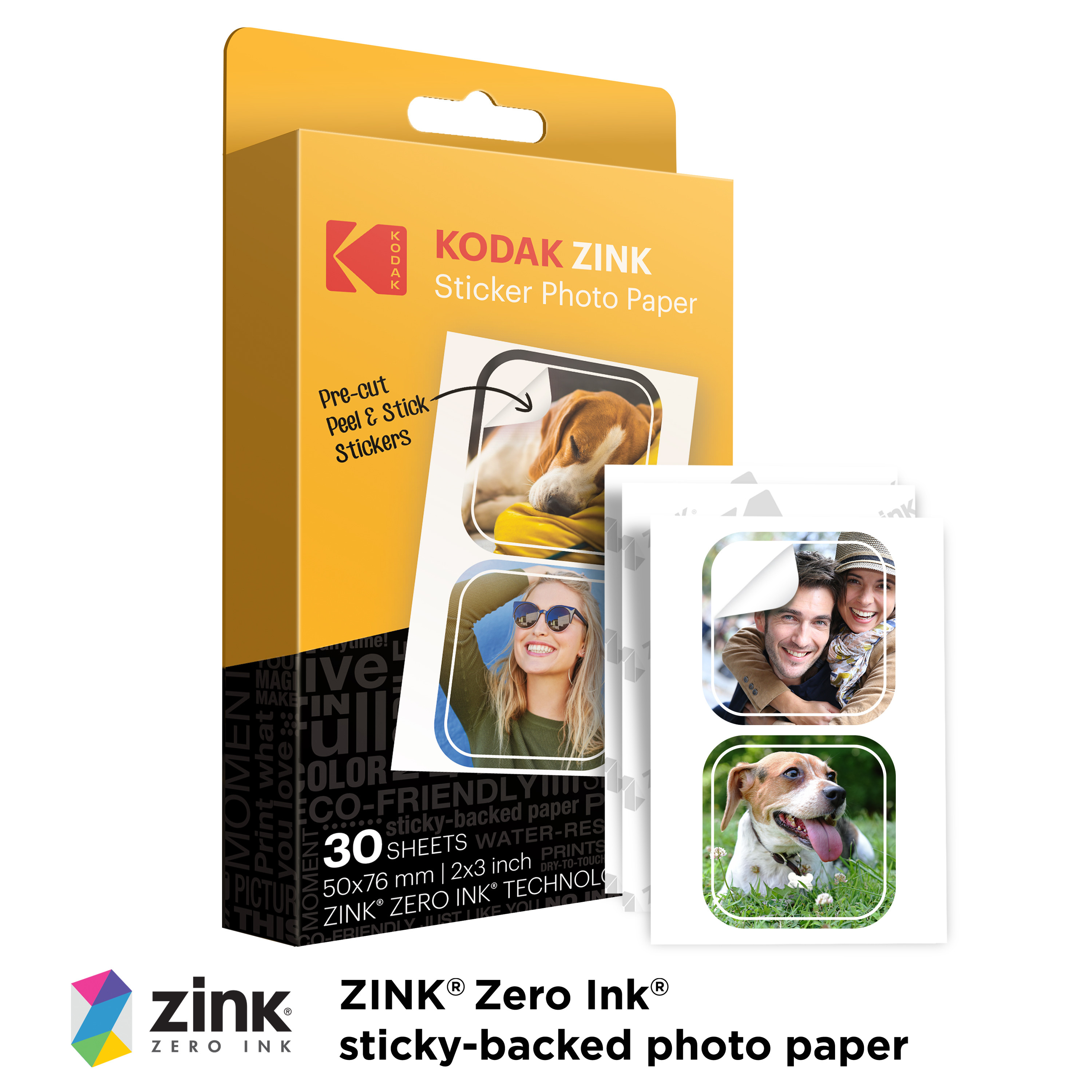 Kodak előre kivágott matrica Zink 2x3 hüvelykes 30 lap